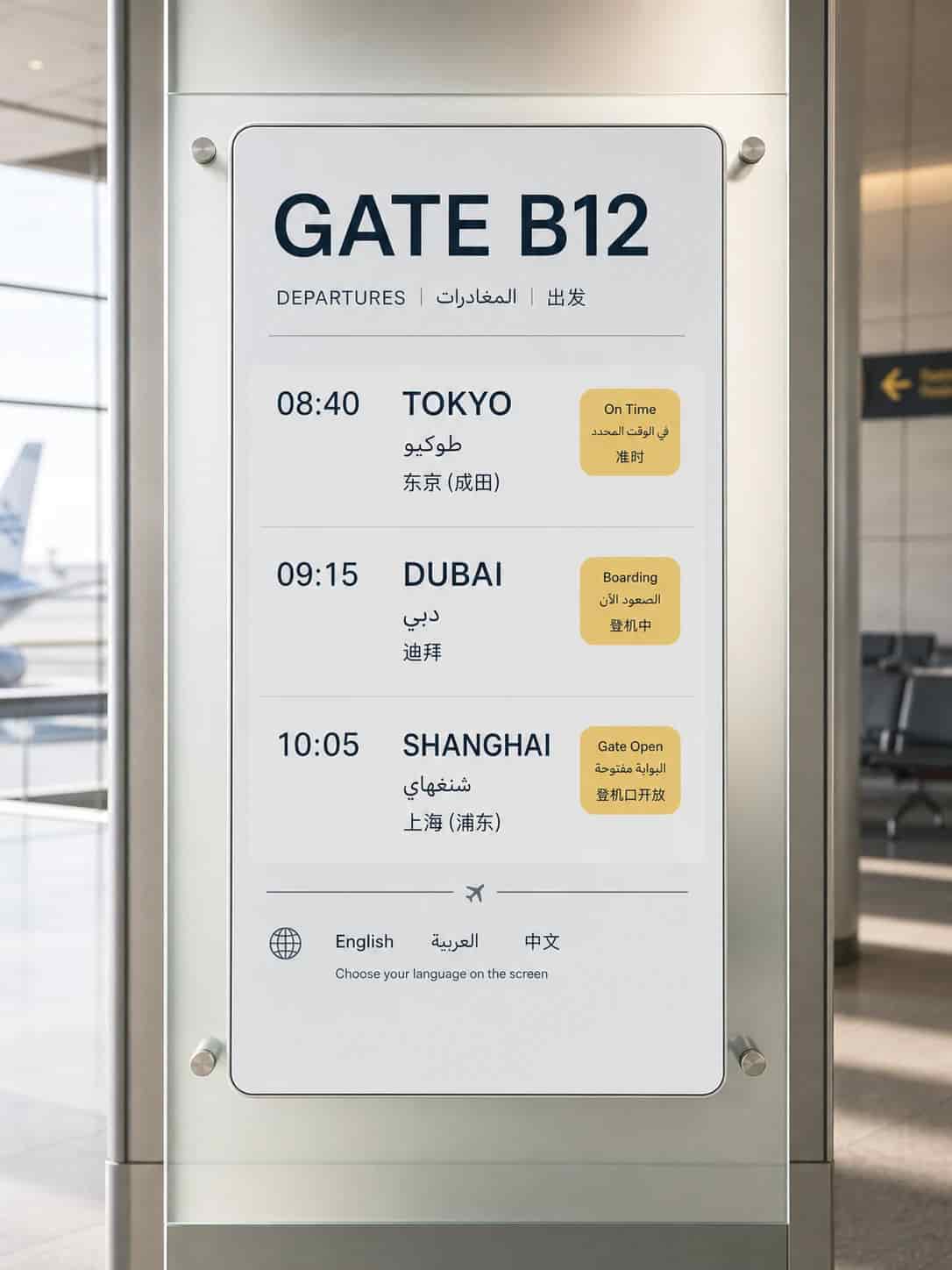 Wayfinding sign with crisp directional typography, generated by Video Studio AI