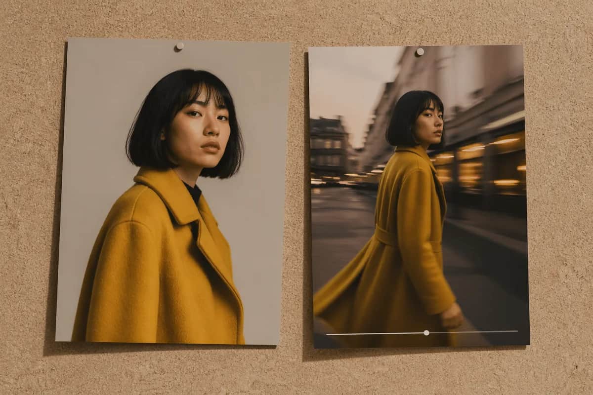 Same character rendered across stills and a motion frame by Video Studio AI