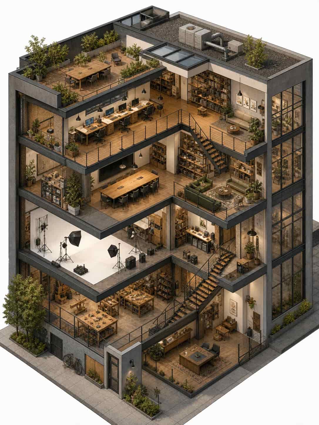 Isometric room with layered interior styling, generated by Video Studio AI