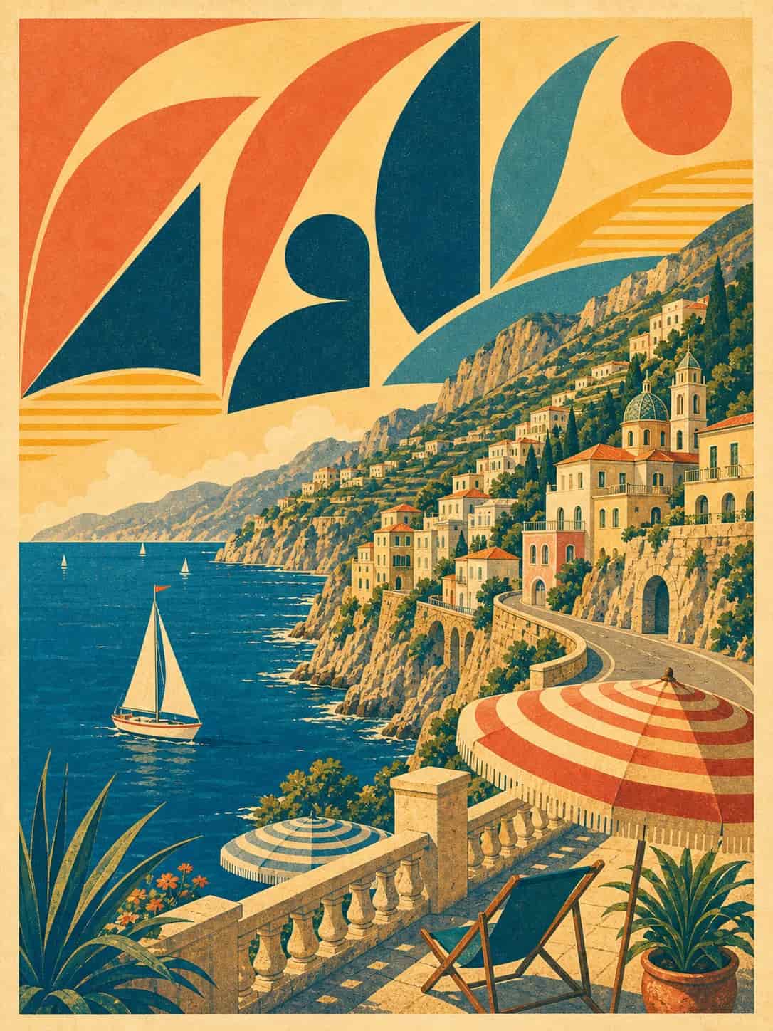 Travel poster with destination-style artwork, generated by Video Studio AI
