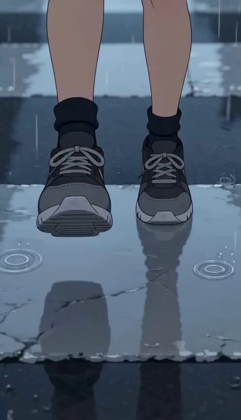 Anime Crosswalk Rain Jumping Challenge Seedance 2.0 video prompt preview