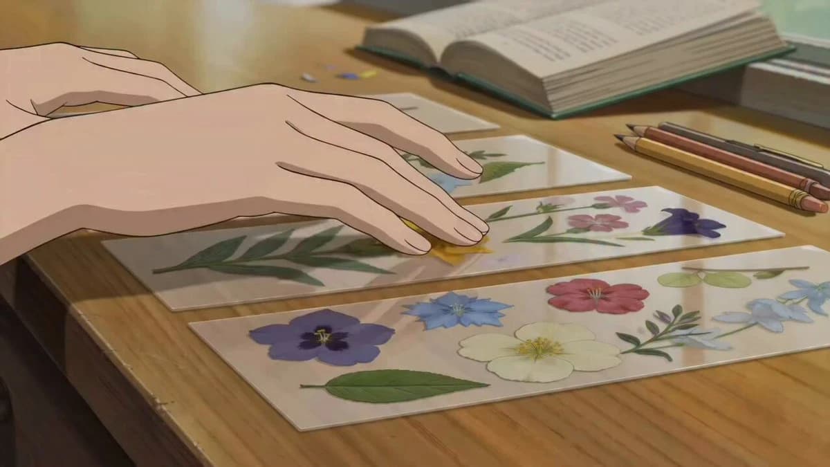 Anteprima del prompt video Seedance 2.0: Segnalibro con fiori in stile anime ASMR