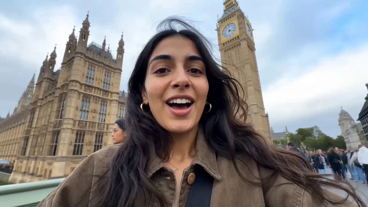 Female Travel Vlogger in London Seedance 2.0 video prompt preview