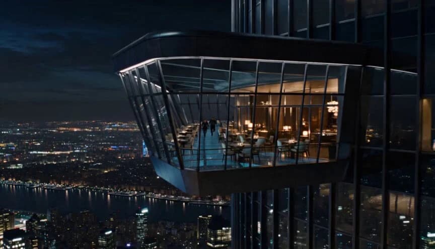 Glass Skywalk Restaurant Skyscraper Escape Seedance 2.0 video prompt preview