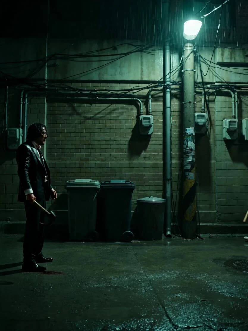 Vista previa del prompt de video Seedance 2.0: Secuencia de pelea en callejón neo-noir
